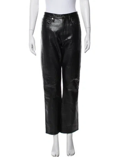 Pre-owned Agolde Leather Straight Leg Pants In Black