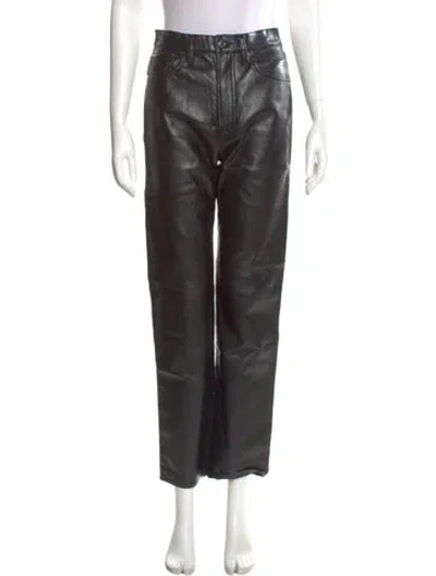 Pre-owned Agolde Leather Straight Leg Pants In Black