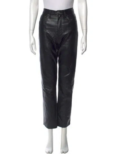 Pre-owned Agolde Leather Straight Leg Pants In Black