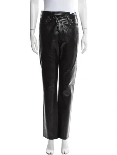 Pre-owned Agolde Leather Straight Leg Pants In Black