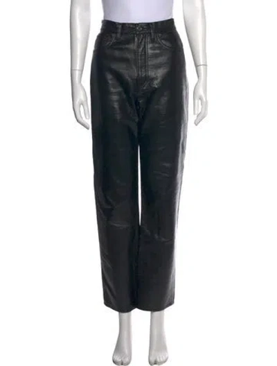 Pre-owned Agolde Leather Straight Leg Pants In Black