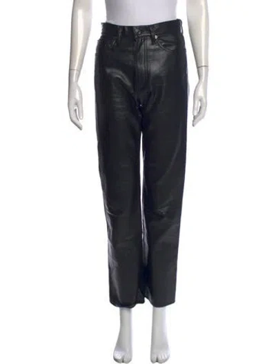 Pre-owned Agolde Leather Straight Leg Pants In Black