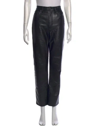 Pre-owned Agolde Leather Straight Leg Pants In Black