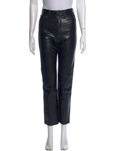 Pre-owned Agolde Leather Straight Leg Pants In Black