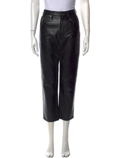Pre-owned Agolde Leather Straight Leg Pants In Black