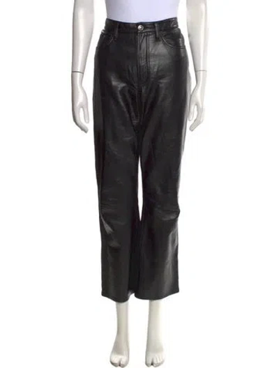 Pre-owned Agolde Leather Straight Leg Pants In Black