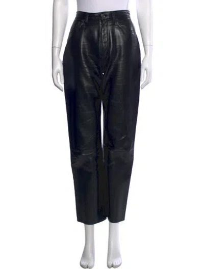 Pre-owned Agolde Leather Straight Leg Pants In Black