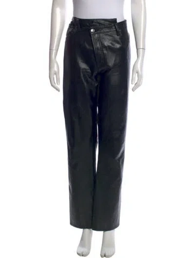 Pre-owned Agolde Leather Straight Leg Pants In Black