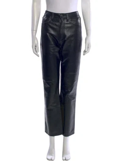 Pre-owned Agolde Leather Straight Leg Pants In Black