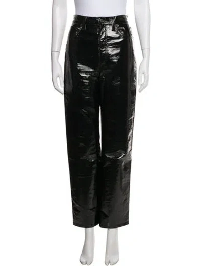 Pre-owned Agolde Leather Straight Leg Pants In Black