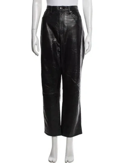 Pre-owned Agolde Leather Straight Leg Pants In Black