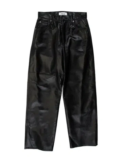 Pre-owned Agolde Leather Straight Leg Pants In Black