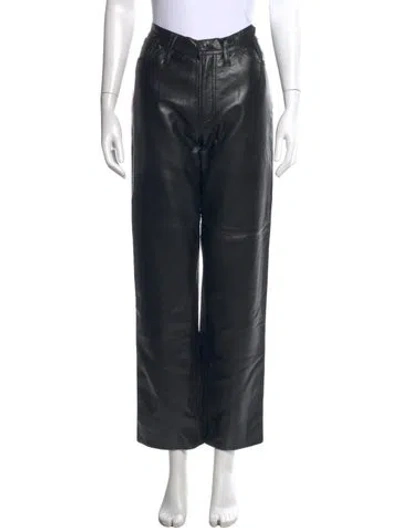 Pre-owned Agolde Leather Straight Leg Pants In Black