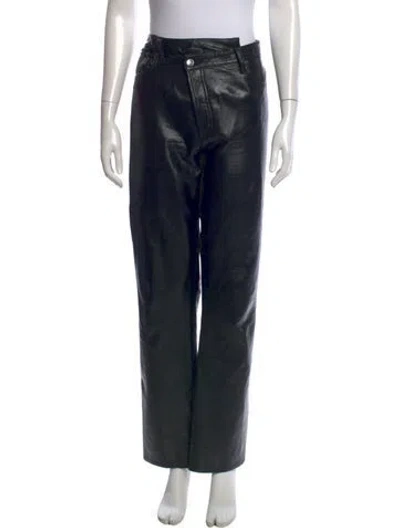 Pre-owned Agolde Leather Straight Leg Pants In Black