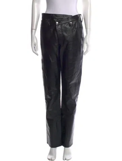 Pre-owned Agolde Leather Straight Leg Pants In Black