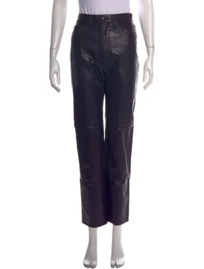 Pre-owned Agolde Leather Straight Leg Pants In Black
