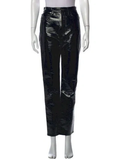 Pre-owned Agolde Leather Straight Leg Pants In Black