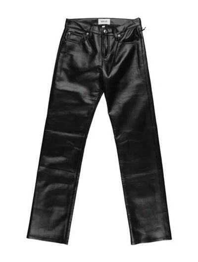 Pre-owned Agolde Leather Straight Leg Pants In Black
