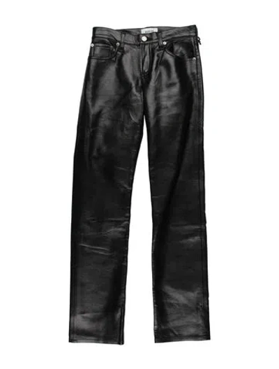 Pre-owned Agolde Leather Straight Leg Pants In Black