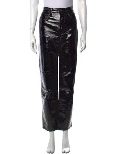 Pre-owned Agolde Leather Straight Leg Pants In Black