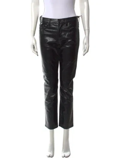 Pre-owned Agolde Leather Straight Leg Pants In Black