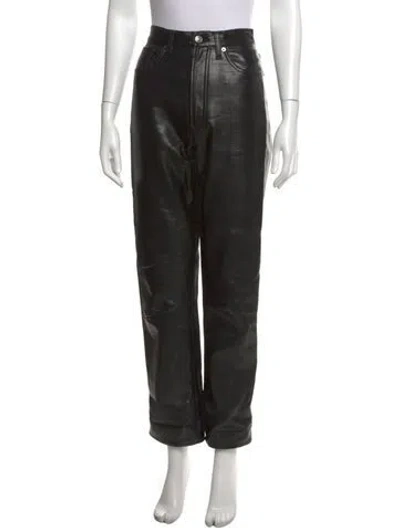 Pre-owned Agolde Leather Straight Leg Pants In Black