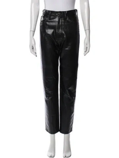 Pre-owned Agolde Leather Straight Leg Pants In Black
