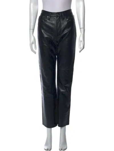 Pre-owned Agolde Leather Straight Leg Pants In Black