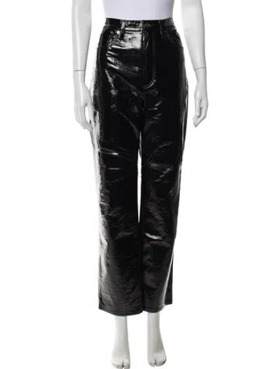 Pre-owned Agolde Leather Straight Leg Pants In Black