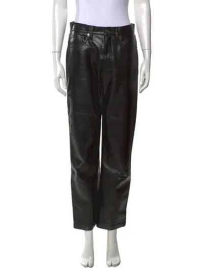 Pre-owned Agolde Leather Straight Leg Pants In Black