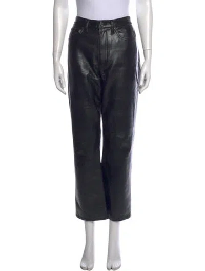 Pre-owned Agolde Leather Straight Leg Pants In Black