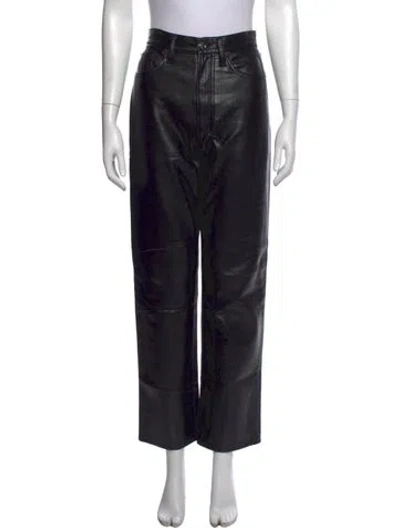 Pre-owned Agolde Leather Straight Leg Pants In Black