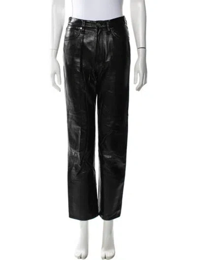 Pre-owned Agolde Leather Straight Leg Pants In Black
