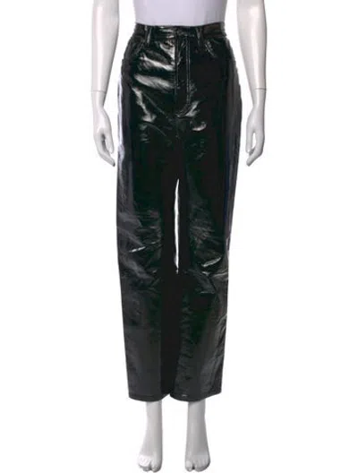 Pre-owned Agolde Leather Straight Leg Pants In Black