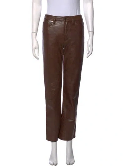Pre-owned Agolde Leather Straight Leg Pants In Brown