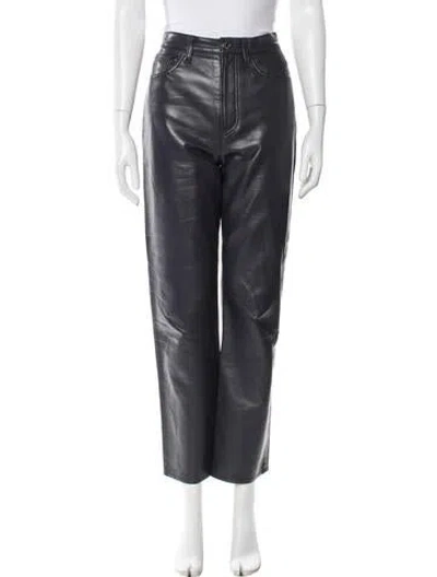 Pre-owned Agolde Leather Straight Leg Pants In Gray