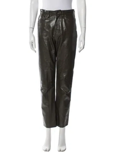 Pre-owned Agolde Leather Straight Leg Pants In Green