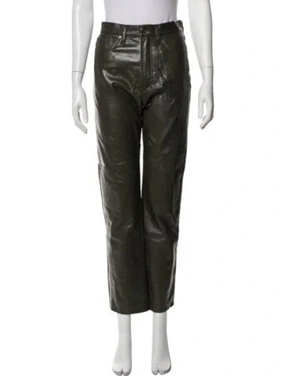 Pre-owned Agolde Leather Straight Leg Pants In Green