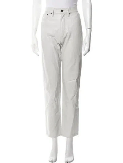 Pre-owned Agolde Leather Straight Leg Pants In Grey