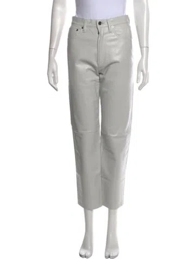 Pre-owned Agolde Leather Straight Leg Pants In Grey