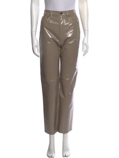 Pre-owned Agolde Leather Straight Leg Pants In Neutral