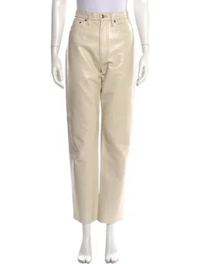 Pre-owned Agolde Leather Straight Leg Pants In Neutral