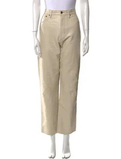 Pre-owned Agolde Leather Straight Leg Pants In Neutral