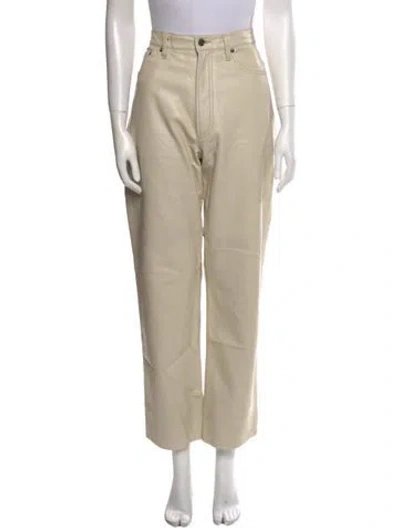 Pre-owned Agolde Leather Straight Leg Pants In Neutral