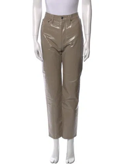 Pre-owned Agolde Leather Straight Leg Pants In Neutral