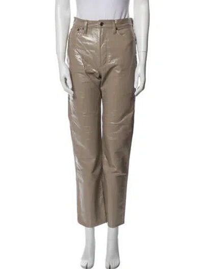 Pre-owned Agolde Leather Straight Leg Pants In Neutral