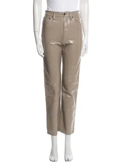 Pre-owned Agolde Leather Straight Leg Pants In Neutral
