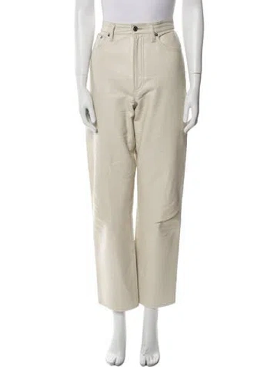 Pre-owned Agolde Leather Straight Leg Pants In Neutral