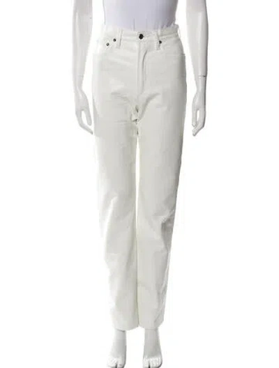 Pre-owned Agolde Leather Straight Leg Pants In Neutral