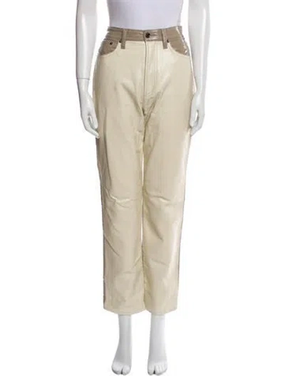 Pre-owned Agolde Leather Straight Leg Pants In Neutral